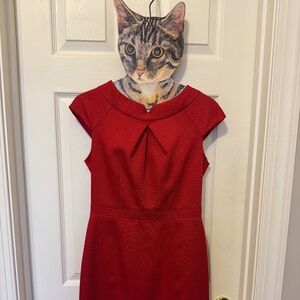 David Meister Red Holiday Midi Dress Size 4